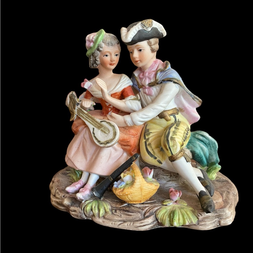 Vintage Royal Crown Porcelain Figurine Courting Couple Music 7x8